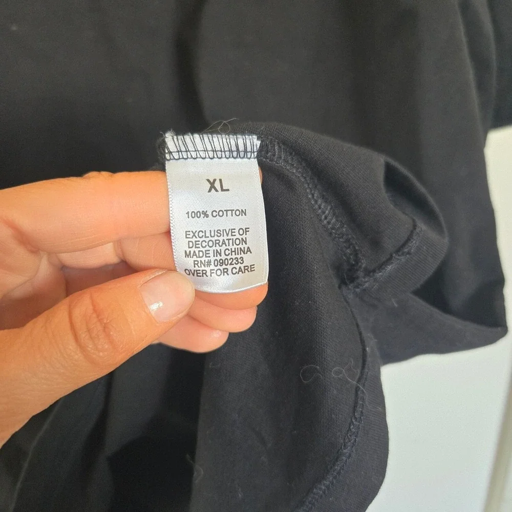 Essentials Fear Of God XL Short Sleeve Puffy Logo‎ Solid Black Cotton T Shirt